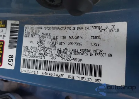 2019 Toyota Tacoma Trd Off Road z USA, uszkodzony, nr VIN 3TMCZ5AN1KM192670